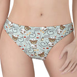 Teddy Bear Doctor Pattern Print Women's Thong