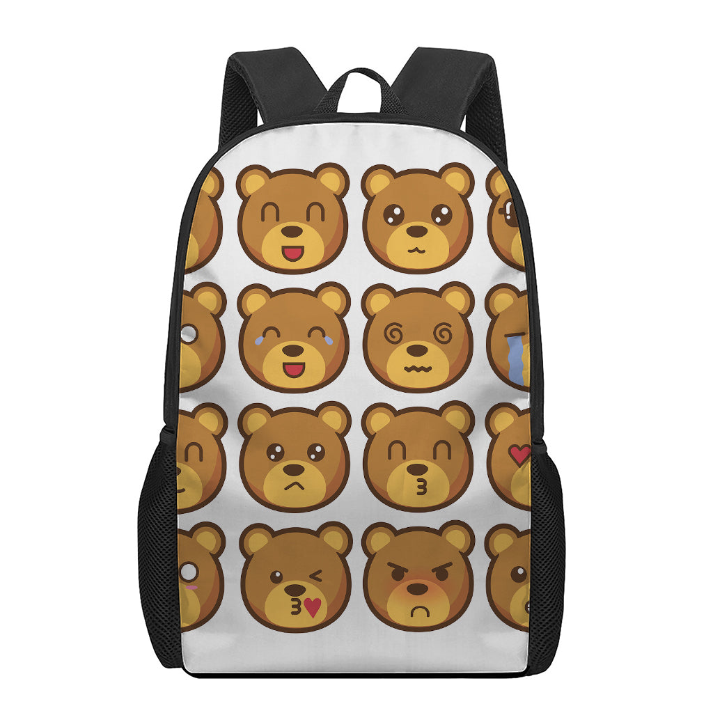 Teddy Bear Emoji Print 17 Inch Backpack