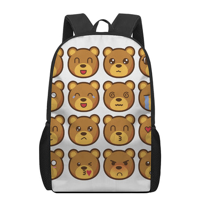 Teddy Bear Emoji Print 17 Inch Backpack