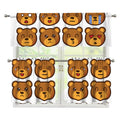 Teddy Bear Emoji Print 3 Piece Kitchen Curtains