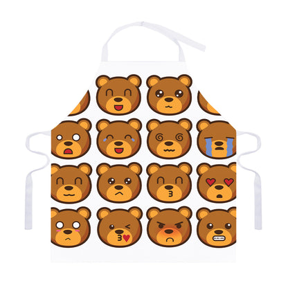 Teddy Bear Emoji Print Adjustable Apron