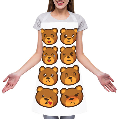 Teddy Bear Emoji Print Adjustable Apron