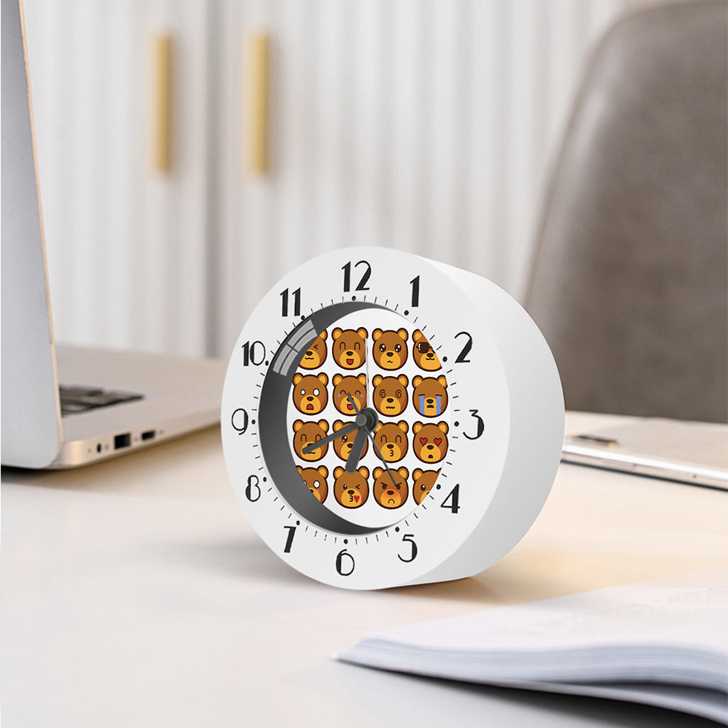Teddy Bear Emoji Print Alarm Clock