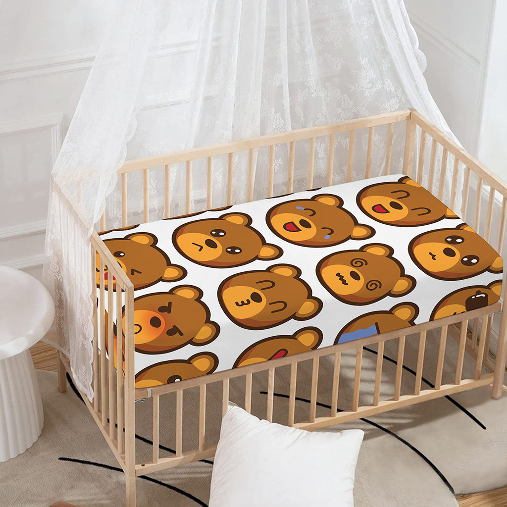 Teddy Bear Emoji Print Baby Crib Sheet