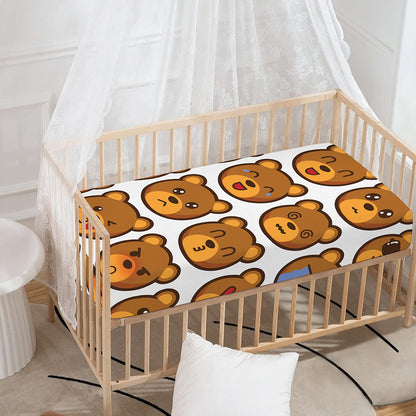 Teddy Bear Emoji Print Baby Crib Sheet