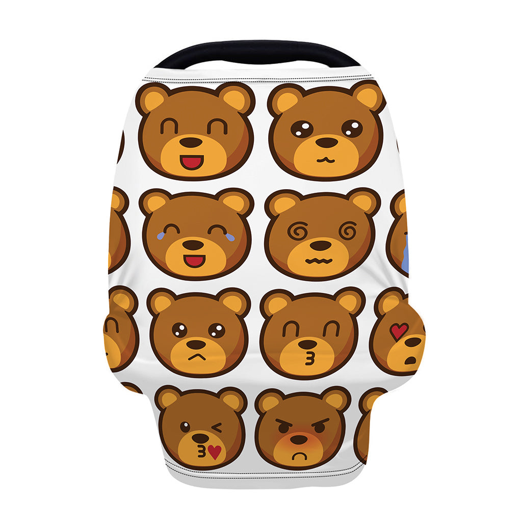Teddy Bear Emoji Print Baby Seat Cover