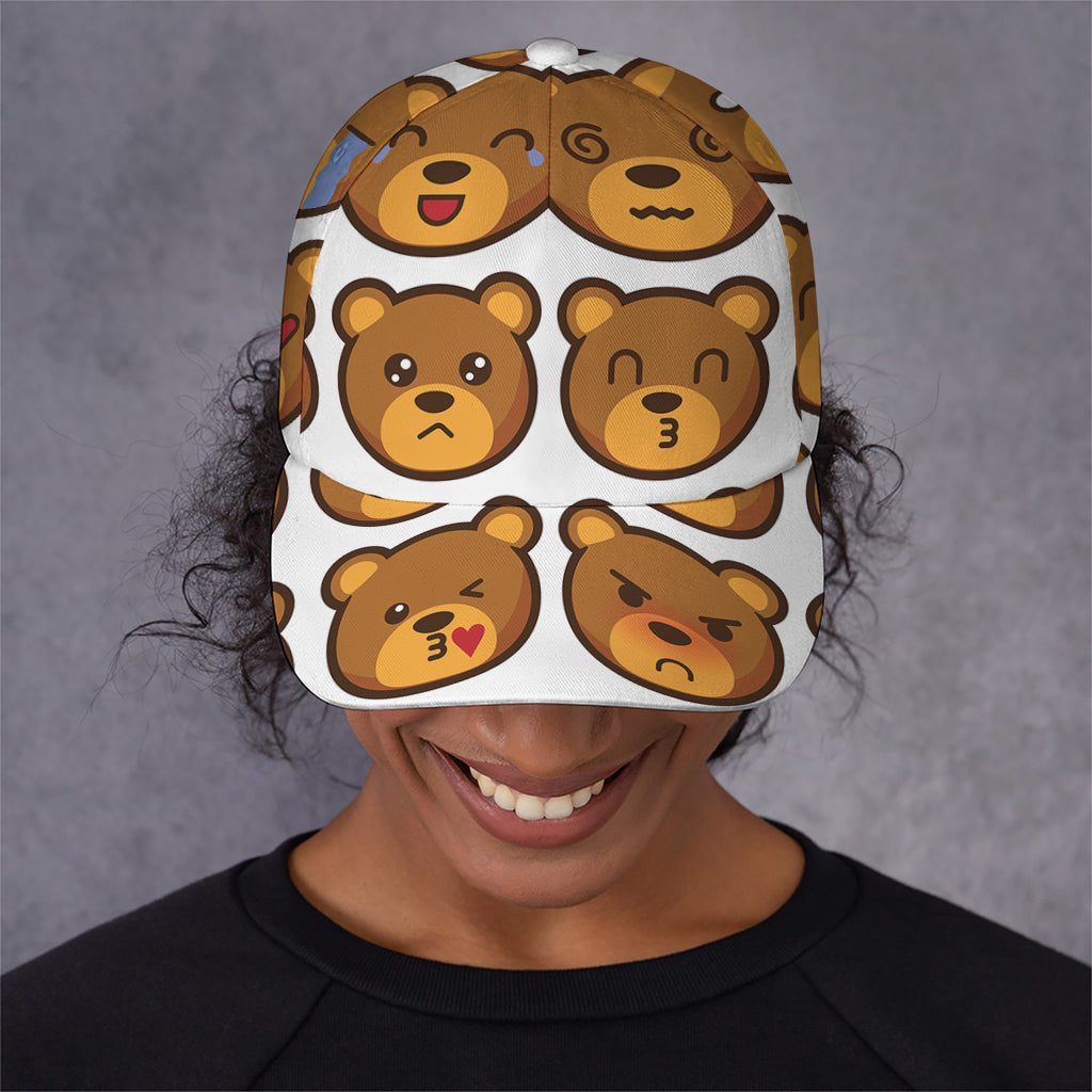 Teddy Bear Emoji Print Baseball Cap