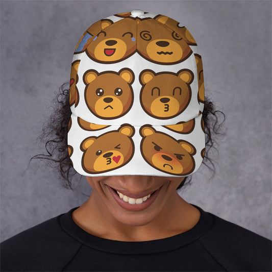Teddy Bear Emoji Print Baseball Cap