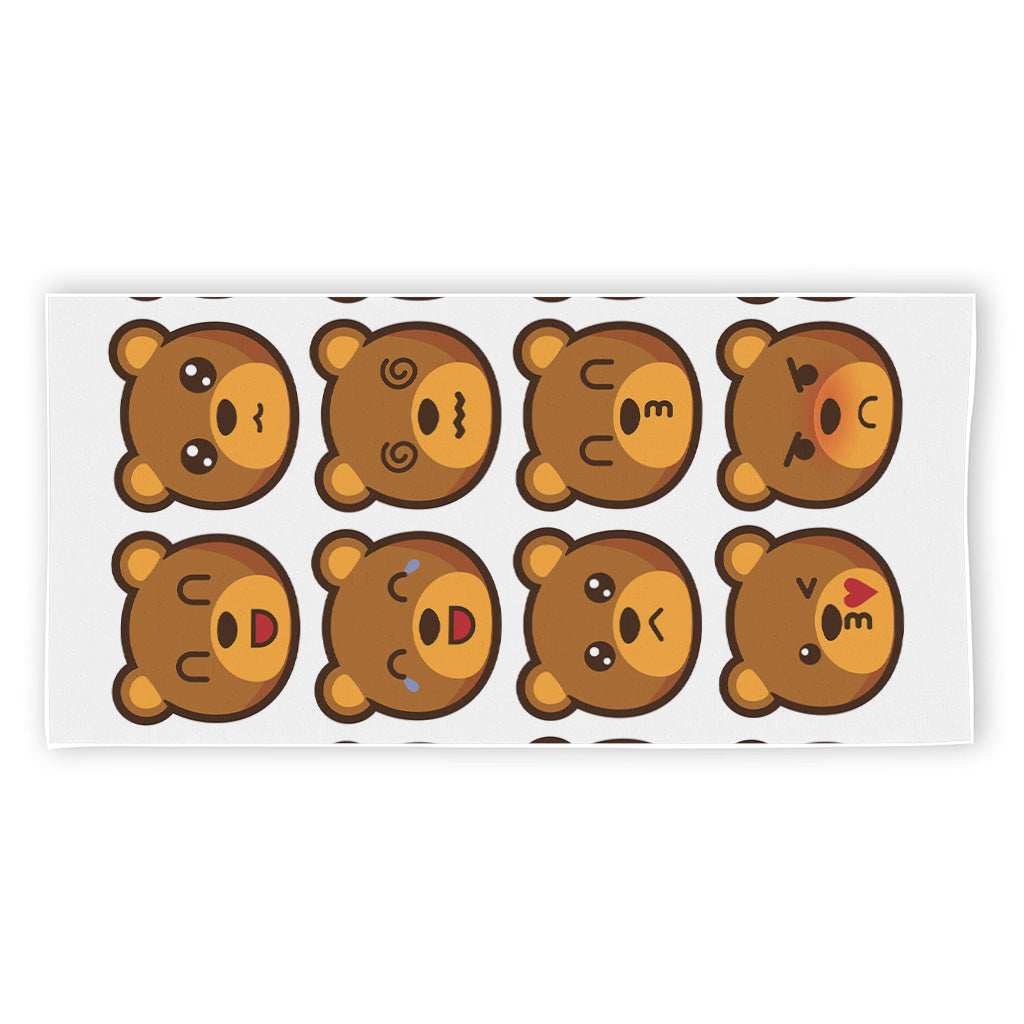 Teddy Bear Emoji Print Beach Towel