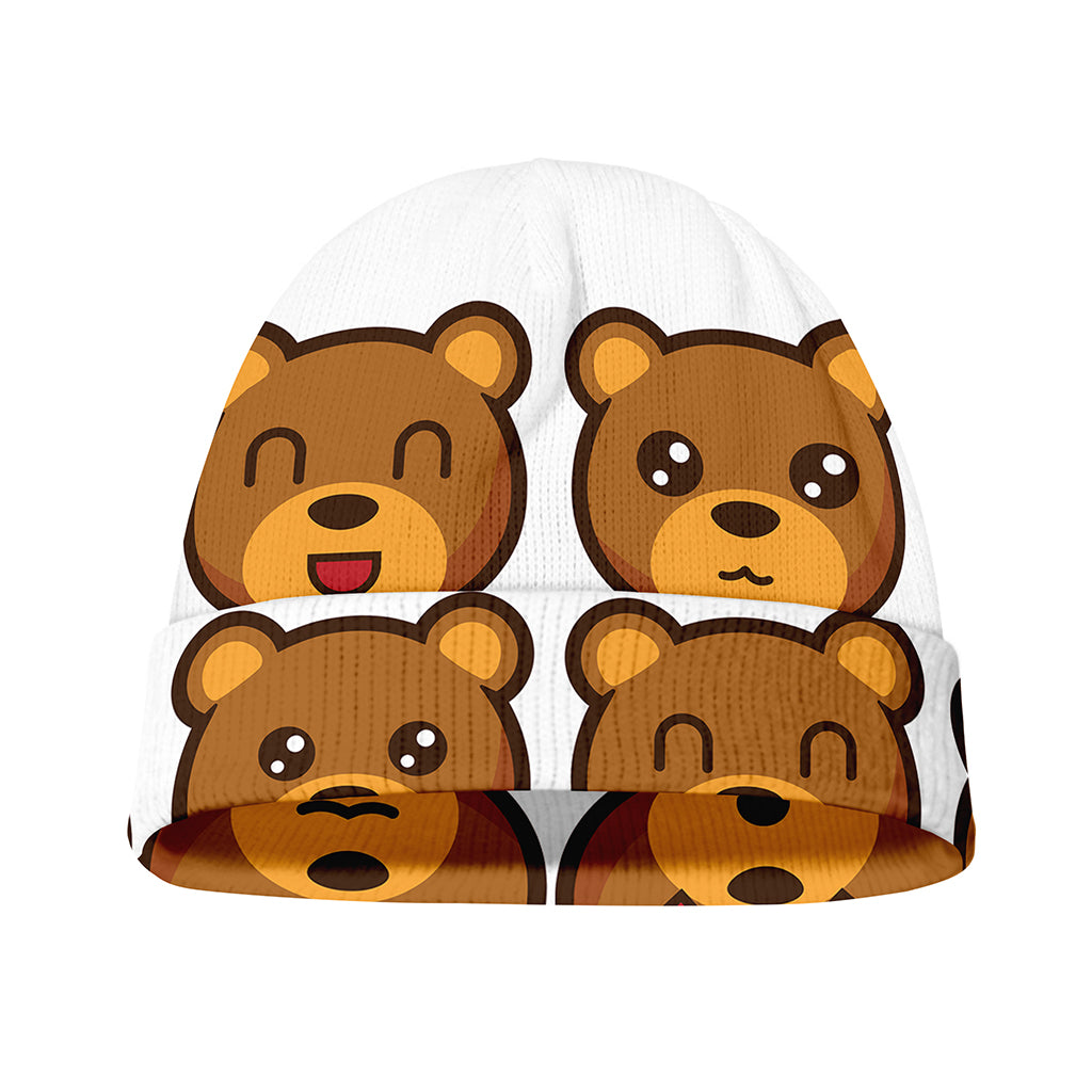Teddy Bear Emoji Print Beanie