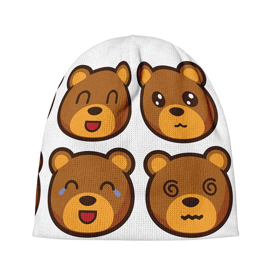 Teddy Bear Emoji Print Beanie