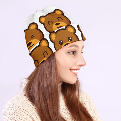 Teddy Bear Emoji Print Beanie