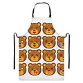 Teddy Bear Emoji Print Bib Apron With Pocket