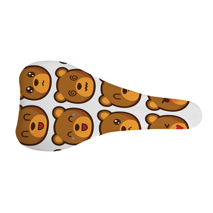 Teddy Bear Emoji Print Bicycle Seat Cover
