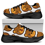 Teddy Bear Emoji Print Black Chunky Shoes