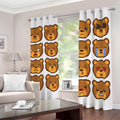 Teddy Bear Emoji Print Dimout Grommet Curtains