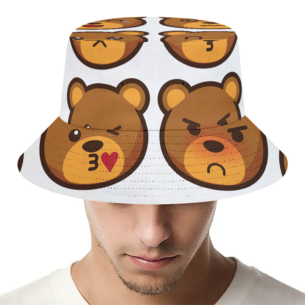 Teddy Bear Emoji Print Bucket Hat