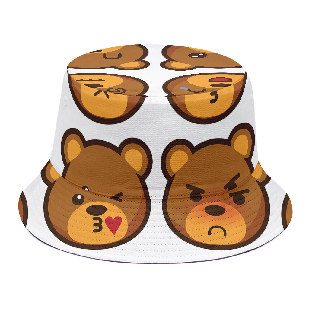 Teddy Bear Emoji Print Bucket Hat