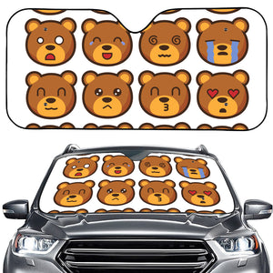 Teddy Bear Emoji Print Car Windshield Sun Shade