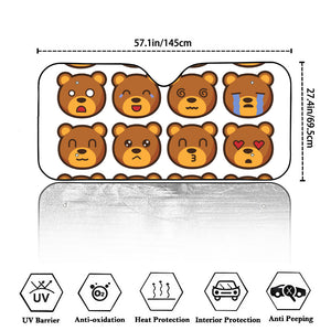 Teddy Bear Emoji Print Car Windshield Sun Shade