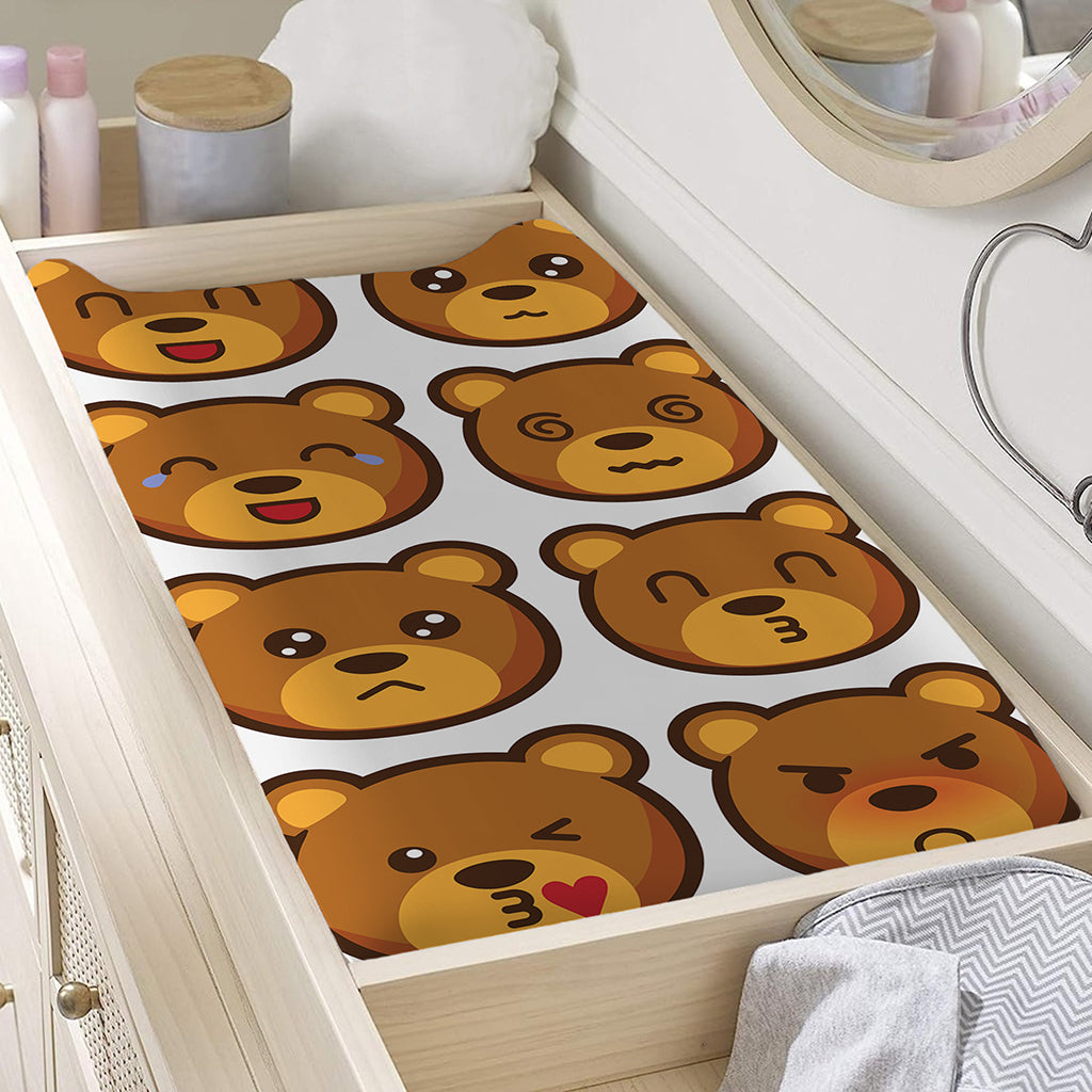 Teddy Bear Emoji Print Changing Pad Cover