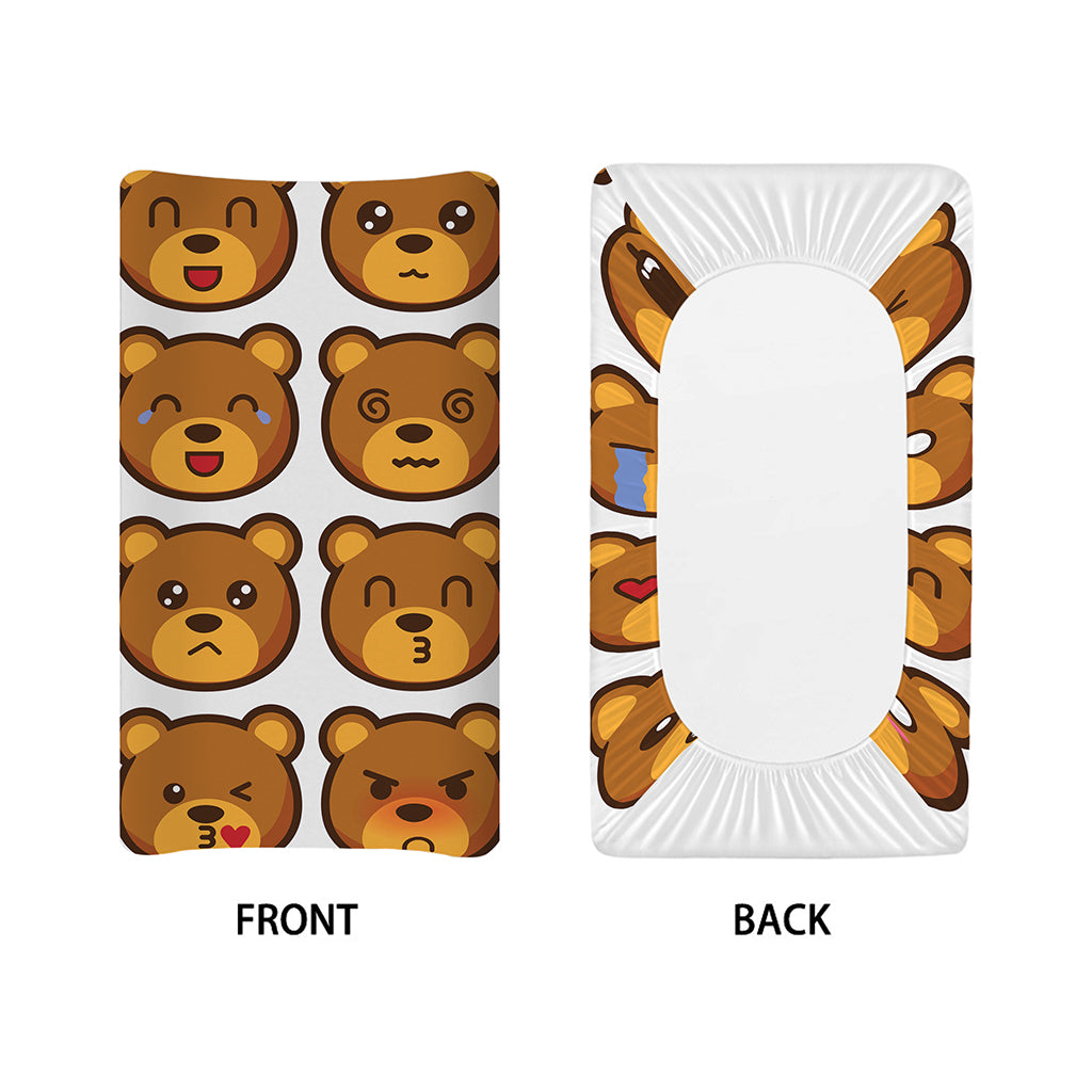 Teddy Bear Emoji Print Changing Pad Cover