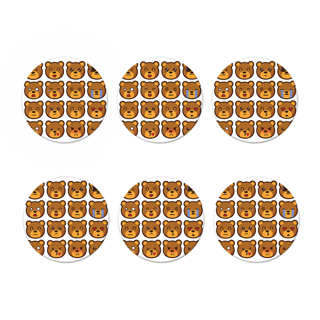 Teddy Bear Emoji Print Coaster Set