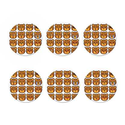 Teddy Bear Emoji Print Coaster Set