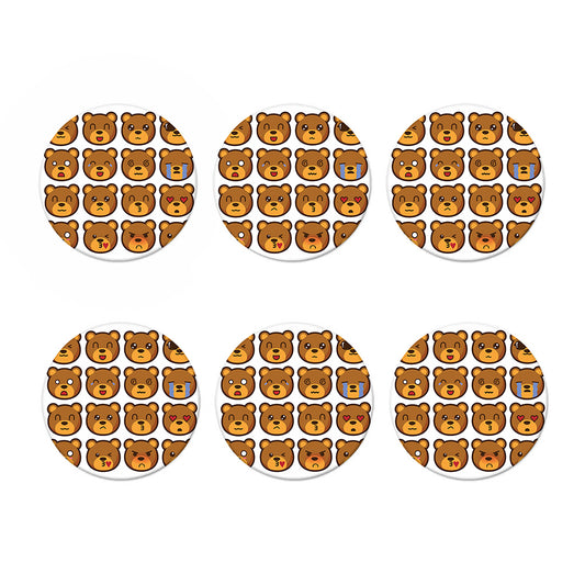 Teddy Bear Emoji Print Coaster Set