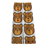 Teddy Bear Emoji Print Cotton Front Slit Maxi Skirt