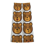 Teddy Bear Emoji Print Cotton Front Slit Maxi Skirt