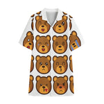Teddy Bear Emoji Print Cotton Hawaiian Shirt