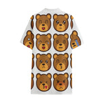 Teddy Bear Emoji Print Cotton Hawaiian Shirt