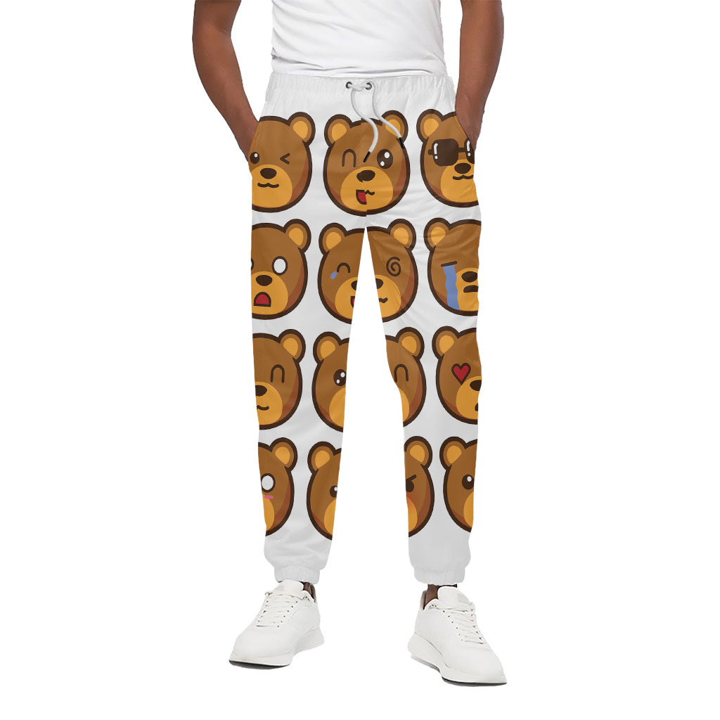 Teddy Bear Emoji Print Cotton Pants