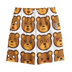 Teddy Bear Emoji Print Cotton Shorts