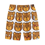 Teddy Bear Emoji Print Cotton Shorts
