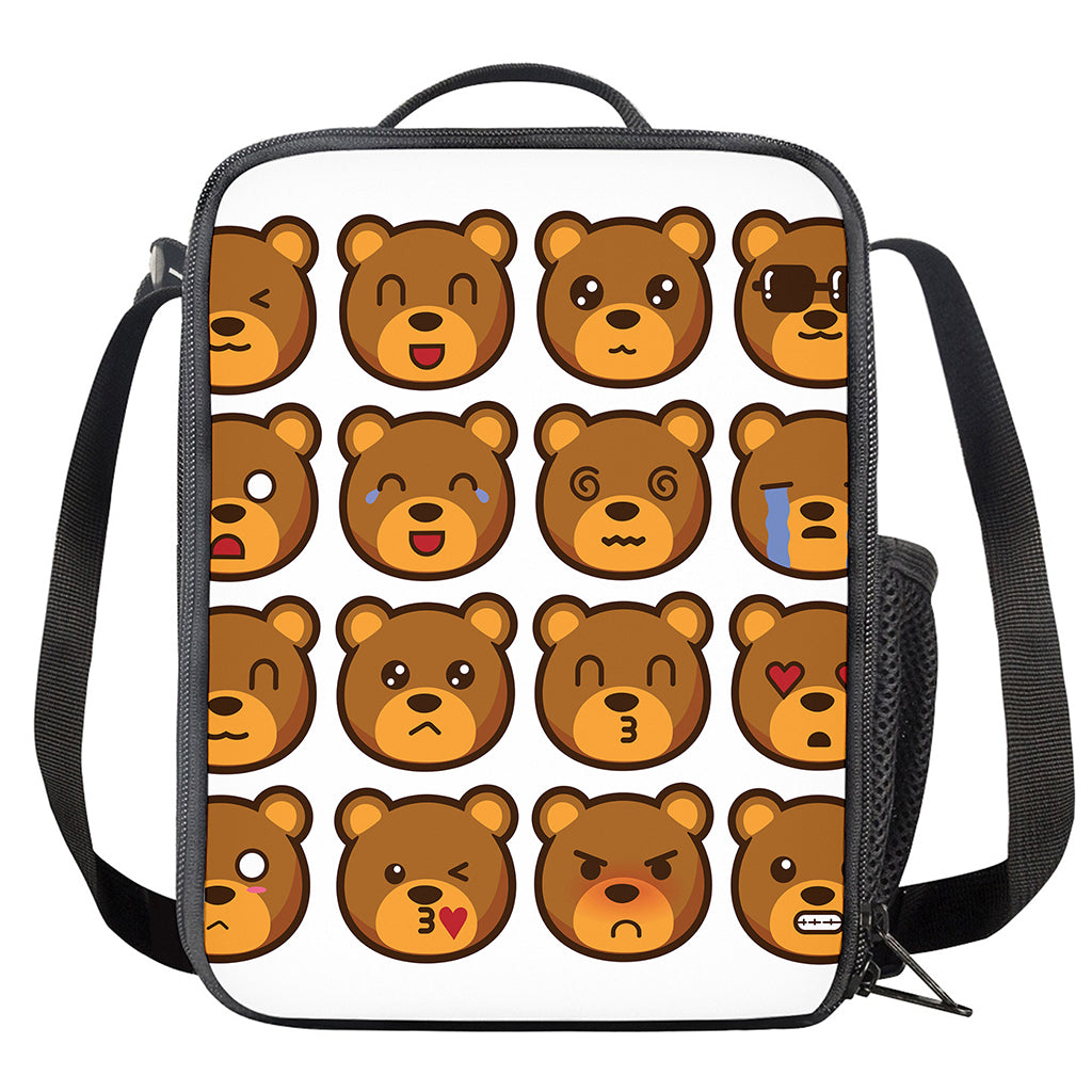 Teddy Bear Emoji Print Crossbody Lunch Bag