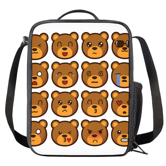 Teddy Bear Emoji Print Crossbody Lunch Bag