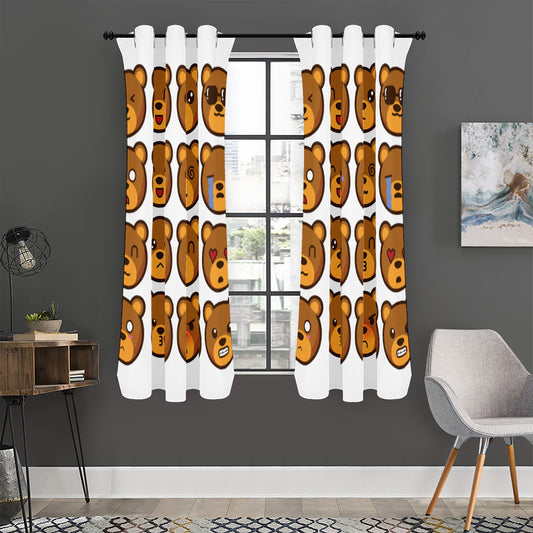 Teddy Bear Emoji Print Curtain
