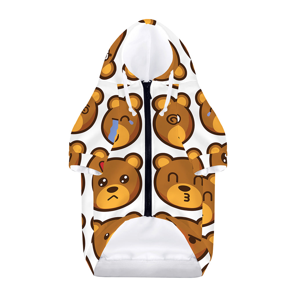 Teddy Bear Emoji Print Dog Zip Up Hoodie