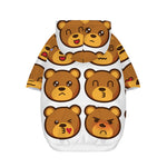 Teddy Bear Emoji Print Dog Zip Up Hoodie