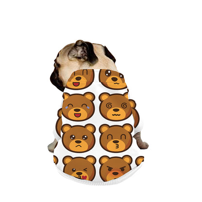 Teddy Bear Emoji Print Dog Zip Up Jacket