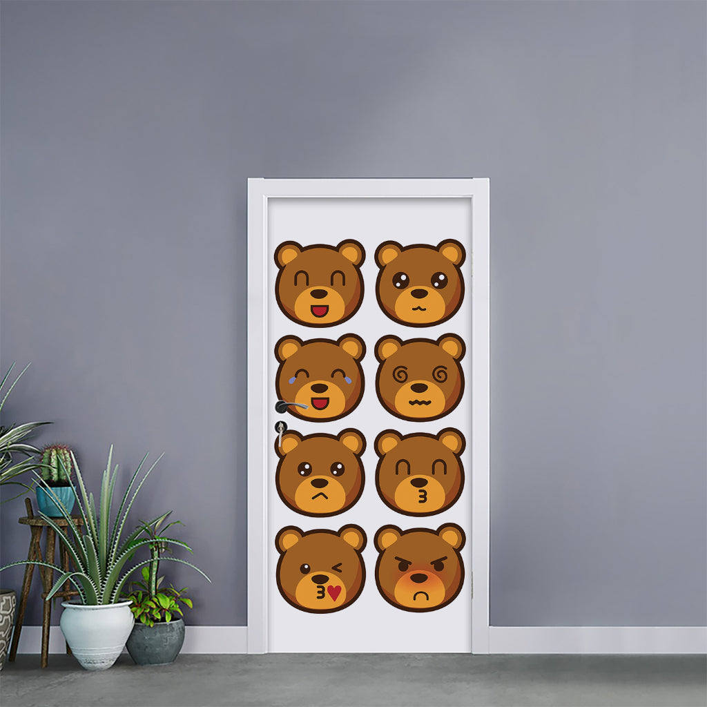 Teddy Bear Emoji Print Door Sticker