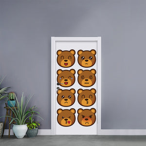 Teddy Bear Emoji Print Door Sticker