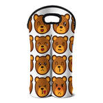 Teddy Bear Emoji Print Double Neoprene Wine Tote