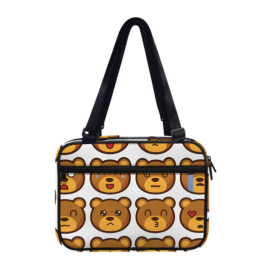 Teddy Bear Emoji Print Double Strap Bible Bag