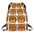 Teddy Bear Emoji Print Drawstring Backpack