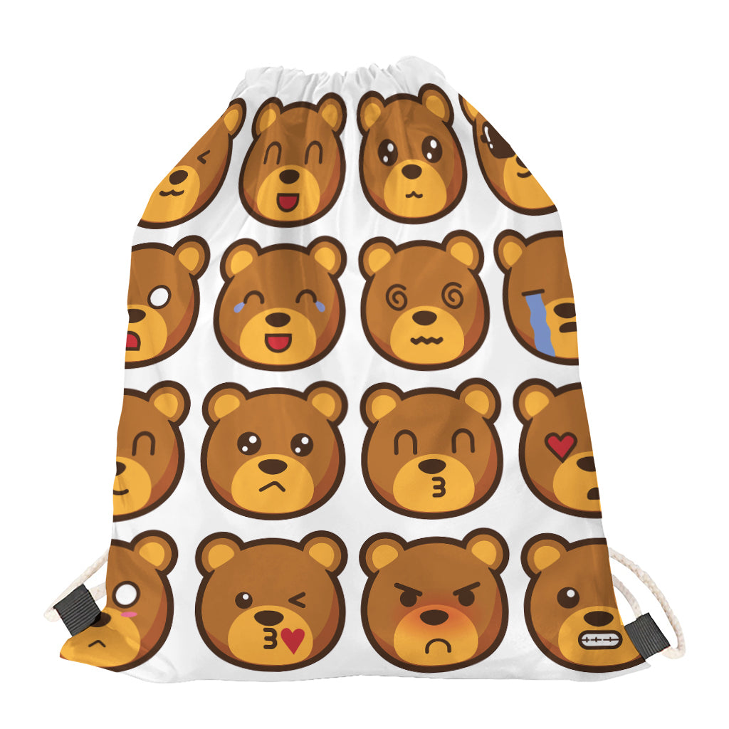 Teddy Bear Emoji Print Drawstring Bag