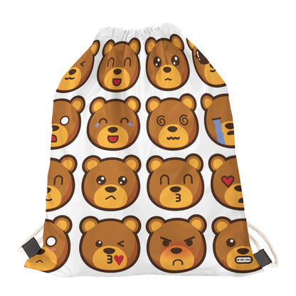 Teddy Bear Emoji Print Drawstring Bag