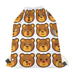 Teddy Bear Emoji Print Drawstring Bag